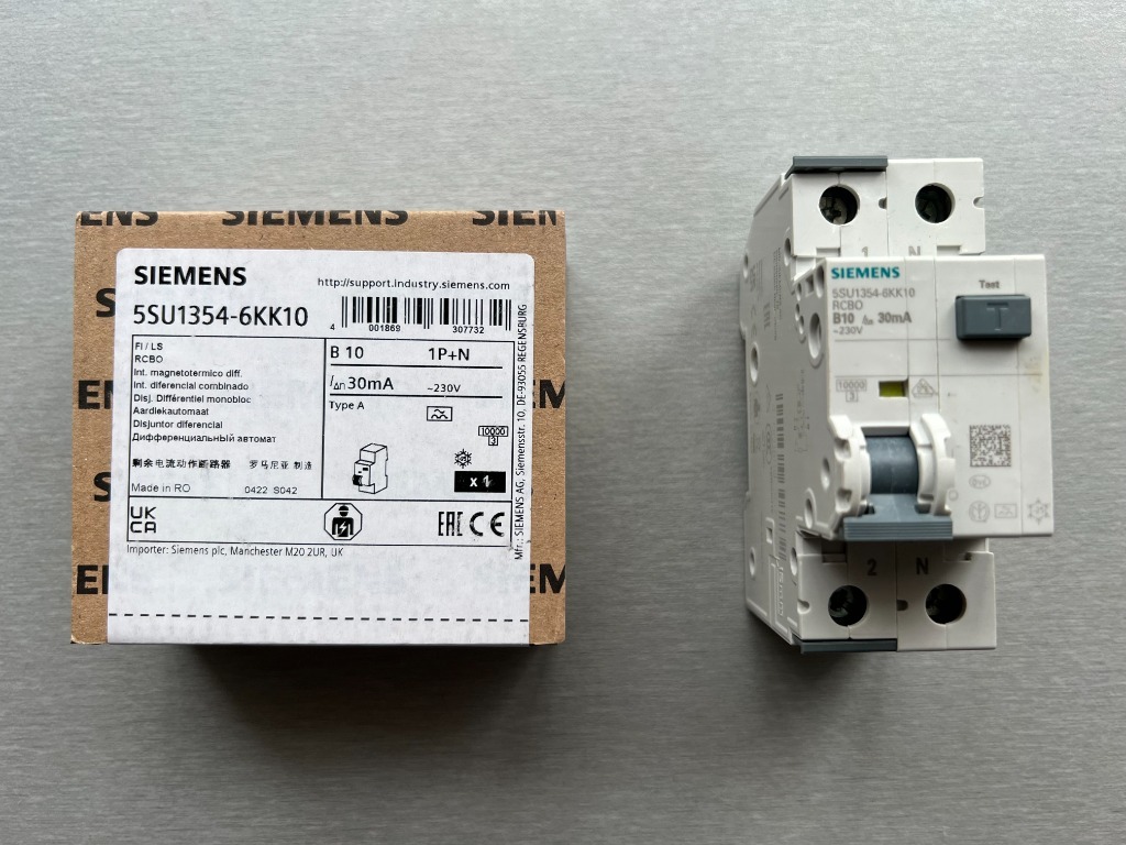 Siemens FI/LS-Schalter RCBO 1P+N 10kA TypA 30mA B10 - Sicherungsschalter Für Elektroinstallation