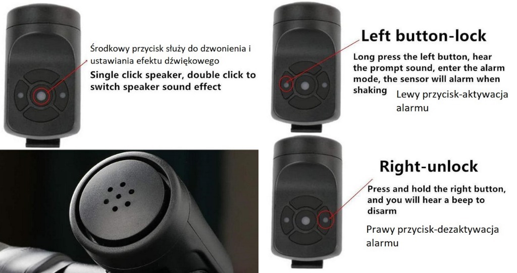 Dzwonek Klakson + Alarm 2w1 Elektroniczny Rowerowy Sieradz Kup