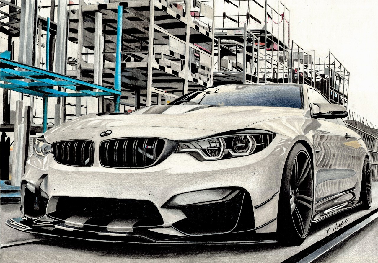 BMW M4 plakat rysunek prezent A1 84x60 cm | Wągrowiec | Kup teraz na ...