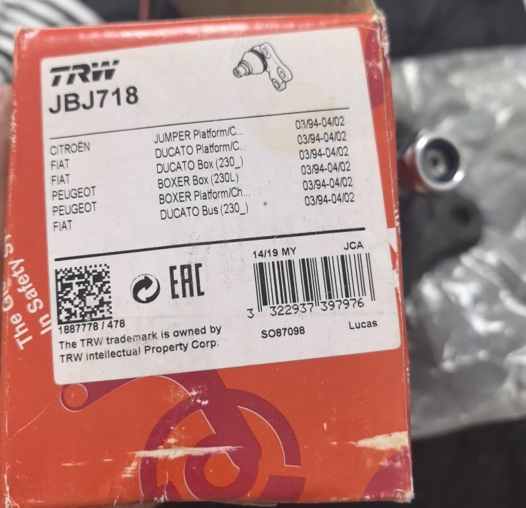 TRW ПАЛЕЦЬ ВАЖЕЛЯ JBJ718 