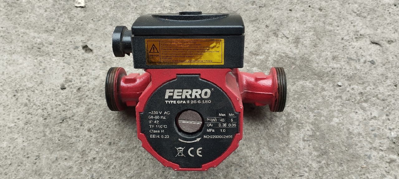 FERRO GPA II 25-6-180 НАСОС CYRKULACYJNA C.O. ЕЛЕКТРОННА 0602W 