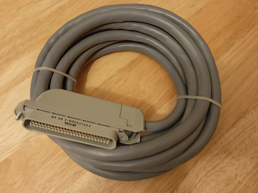 ICC 5 Feet Cat3 Male To Male Telco Cable Assembly In 25 Pair Gray 24AWG AMP With 90 Degree Amphenol Centronics 50 (CN50) Type Connector For Voice And Low Data PBX Applications