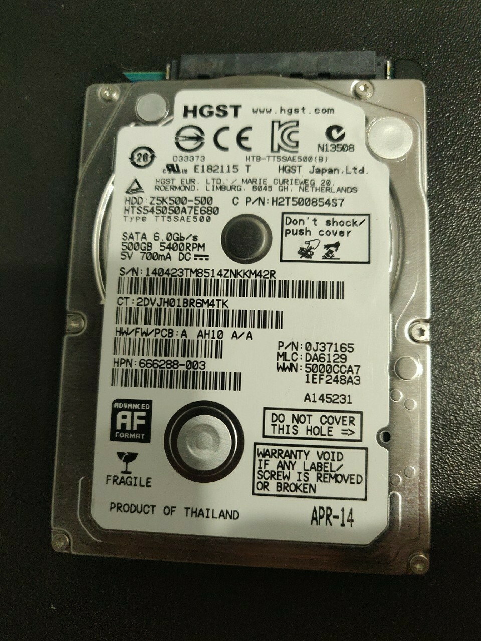 Dysk HDD HGST HTS545050A7E680 500GB | Łódź | Licytacja na Allegro Lokalnie