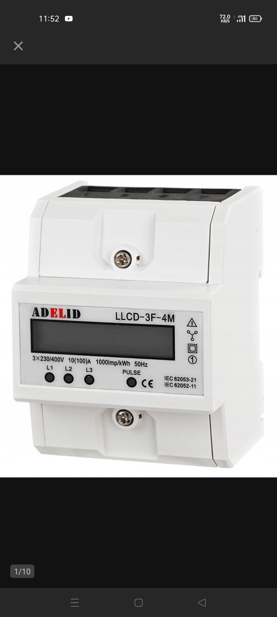 Licznik 3 fazowy nowy podlicznik na szynę th35 | Skaryszew | Ogłoszenie