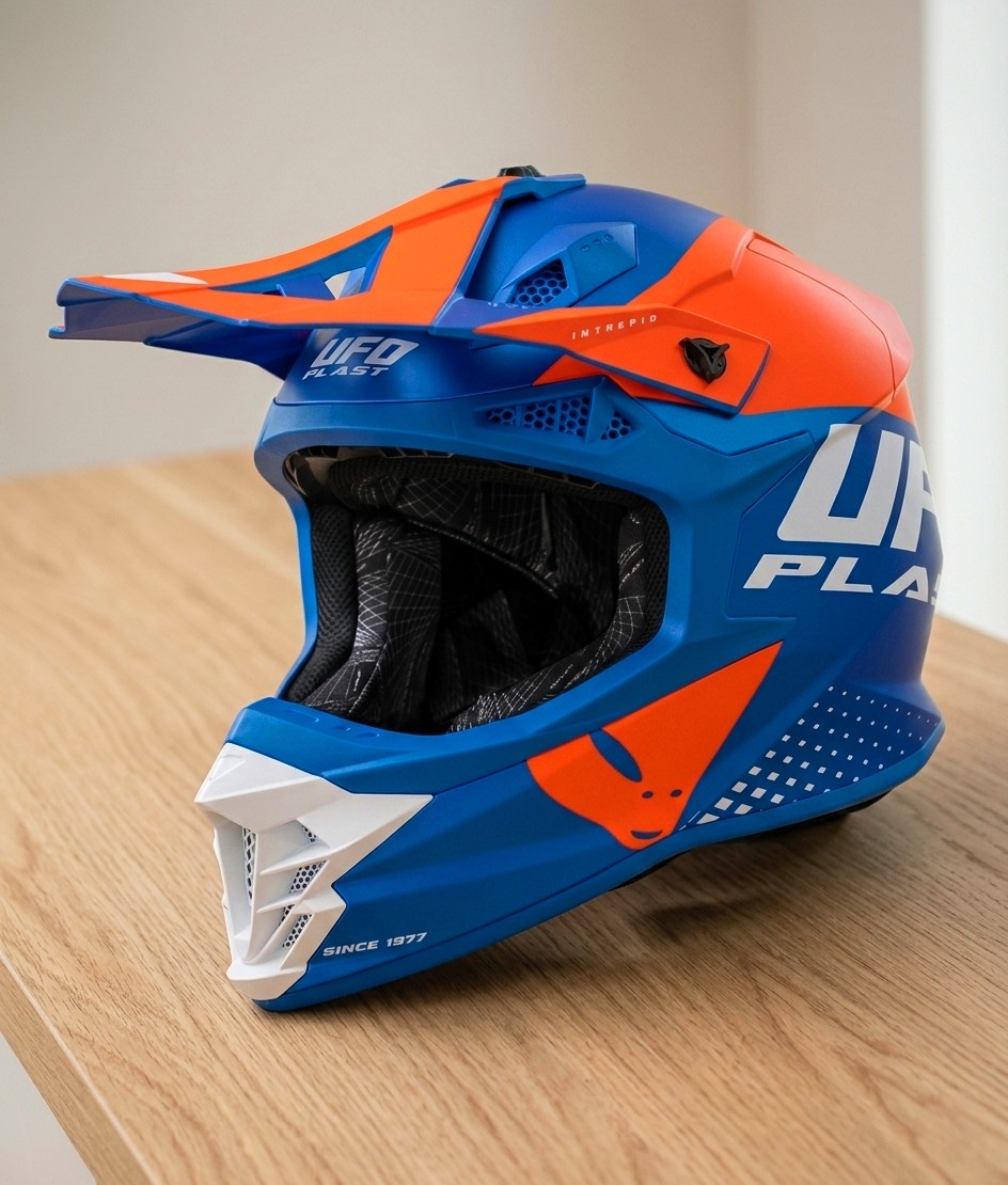 НОВИЙ ШОЛОМ UFO PLAST INTREPID L/XL 57-59 CM MX CROSS ENDURO BLUE/ORANGE 