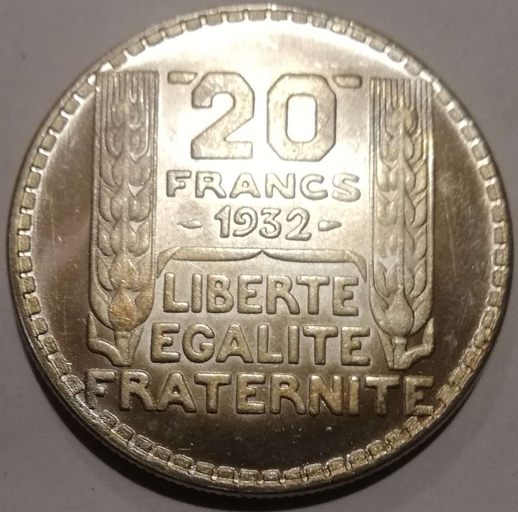 Francja 20 franków francuskich francs 1932 Turin Warszawa Licytacja Francja 20 franków francuskich francs 1932 Turin Warszawa Licytacja