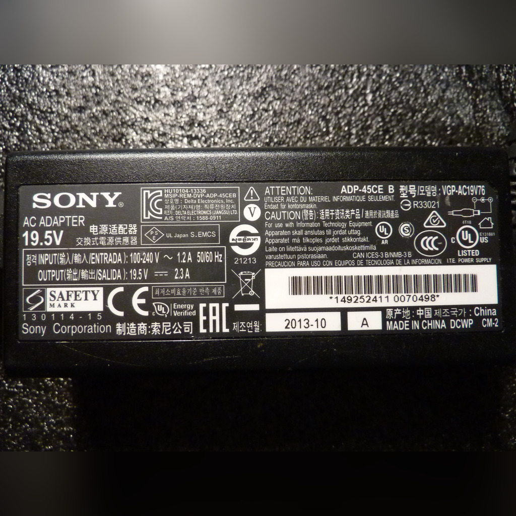 Oryginalny Zasilacz Sony Adp 45ce Vgp Ac19v76 Kup Teraz Za 30 00 Zl Rybnik Allegro Lokalnie
