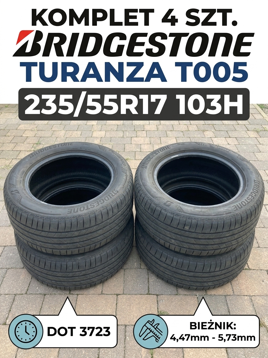 КОМПЛЕКТ ШИНИ ЛІТНІ BRIDGESTONE TURANZA T005 235/55 R17 103H XL (DOT 3723) 