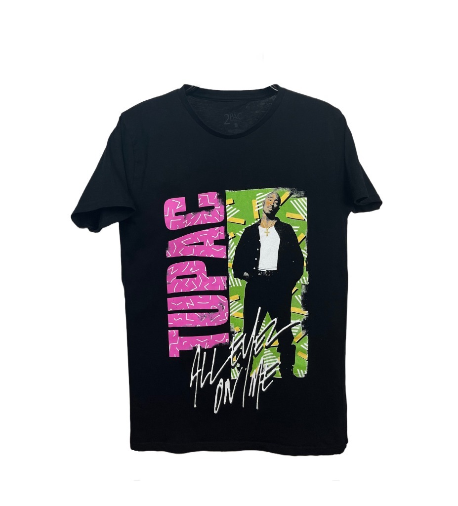 Acdc Power Up Maglietta Ufficiale Tupac 'All Eyez On Me' - Nero, Cotone  100%, Design Grafico Maglietta Tupac, image size:927x1024