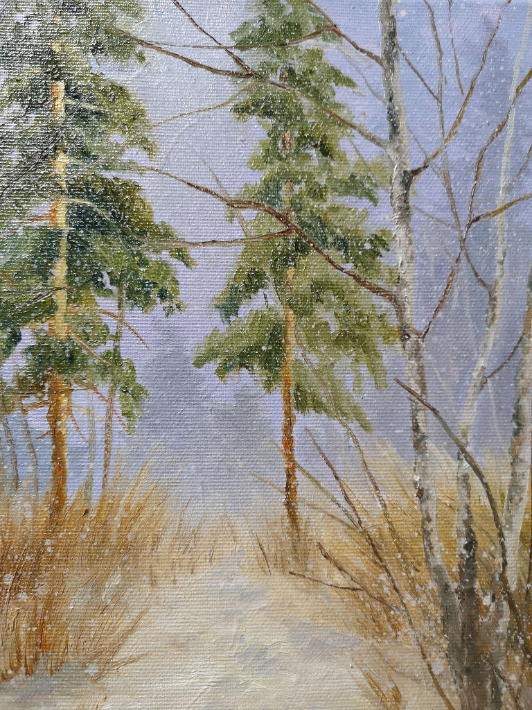 Zdjęcie oferty: Obraz olejny - Zimowy las - pejzaż - KrisH