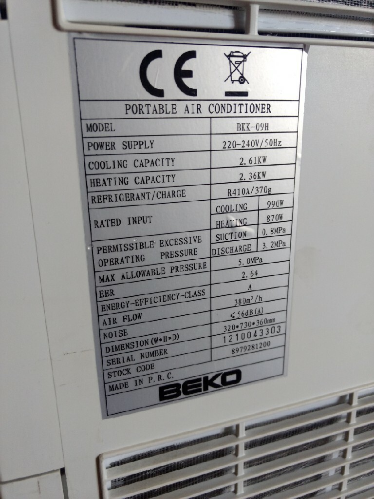 Klimatyzacja BEKO, przenośna, BKK 09H | Trzebnica | Kup teraz na ...