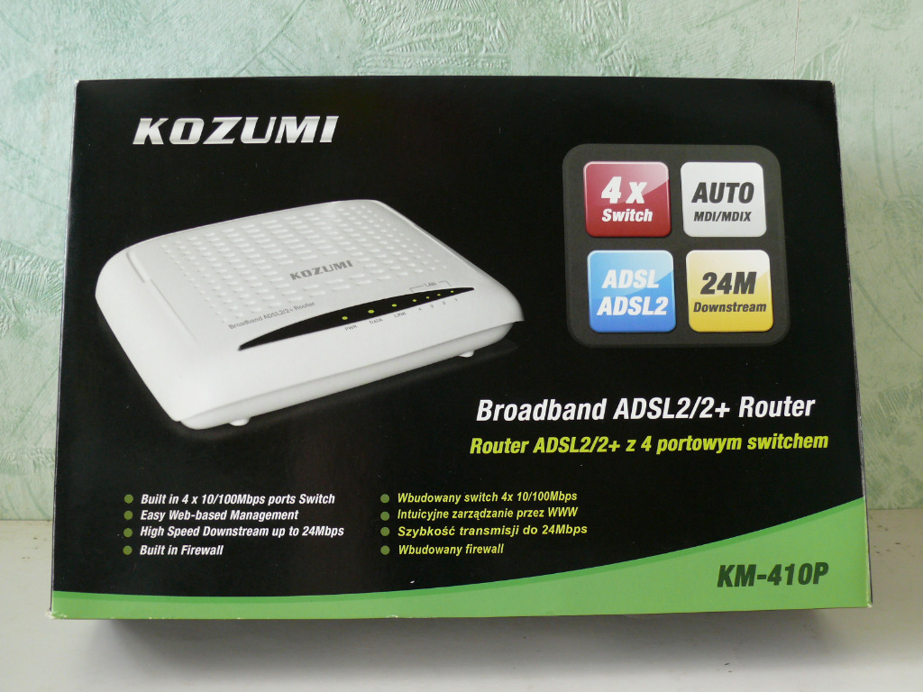 Router ADSL2/2+ KOZUMI KM410P Nowa Sól Kup teraz na Allegro Lokalnie