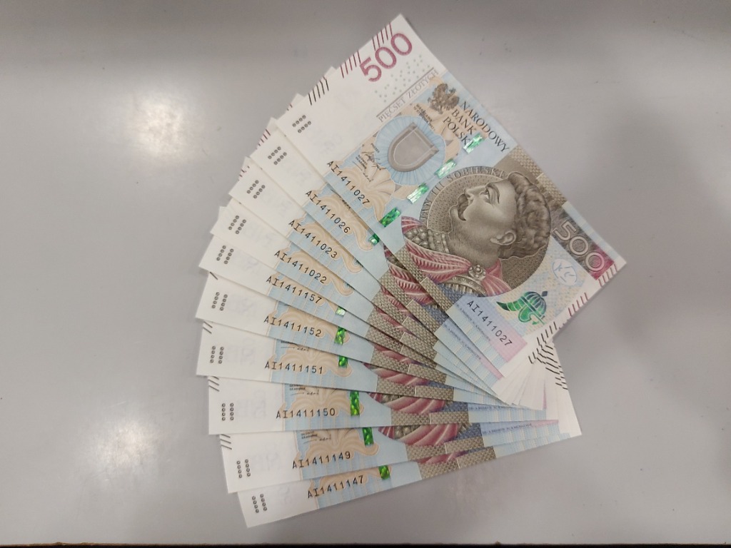 Banknoty 500 Zl Seria Ai Z 2017r Kup Teraz Za 609 00 Zl Pruszkow Allegro Lokalnie