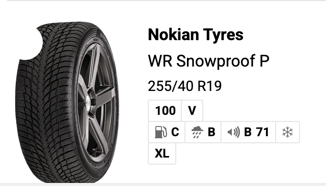 1 ШТ NOKIAN TYRES WR SNOWPROOF P XL 255/40/19 5 MM 0223 