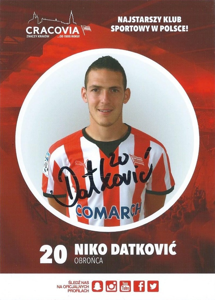 Niko DATKOVIĆ oryginalny autograf! CRACOVIA Warszawa Kup teraz na