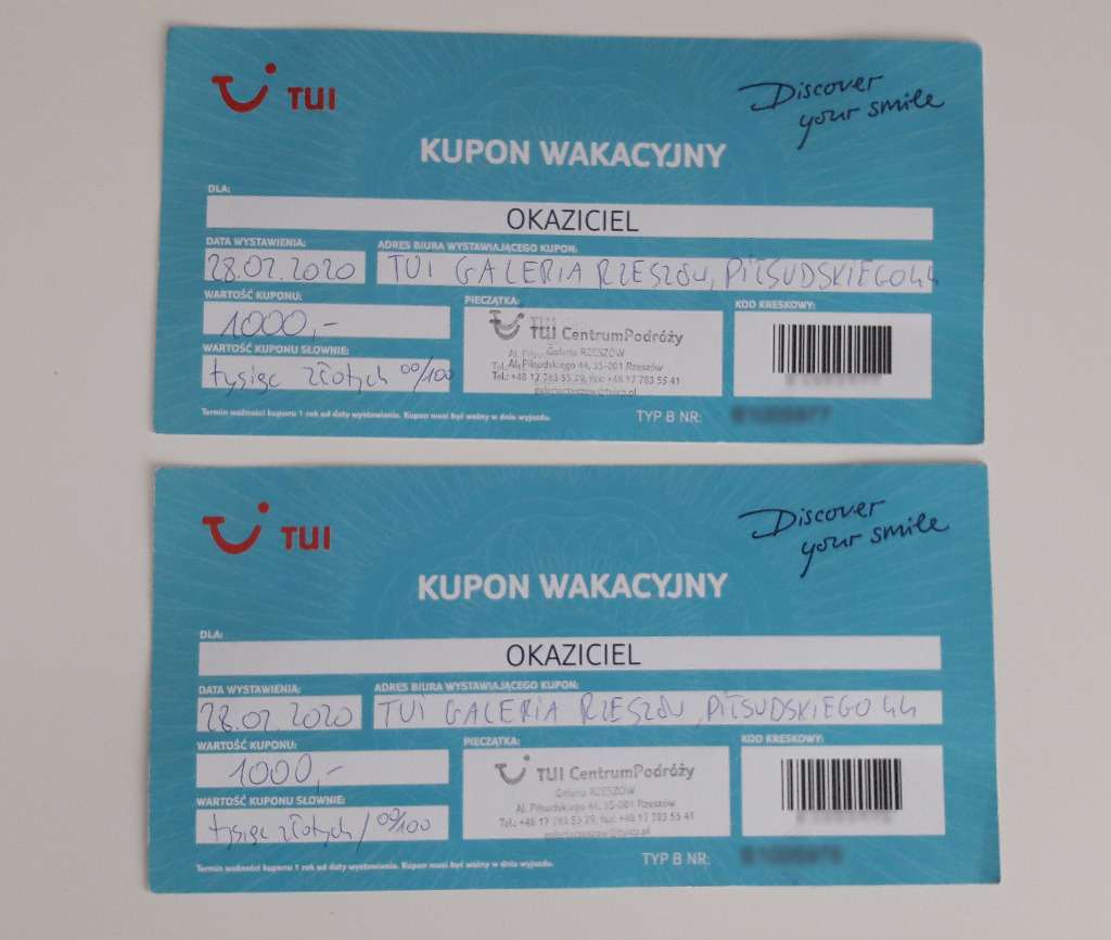 Odsprzedam taniej kupon/voucher wakacyjny TUI Przeworsk Kup teraz