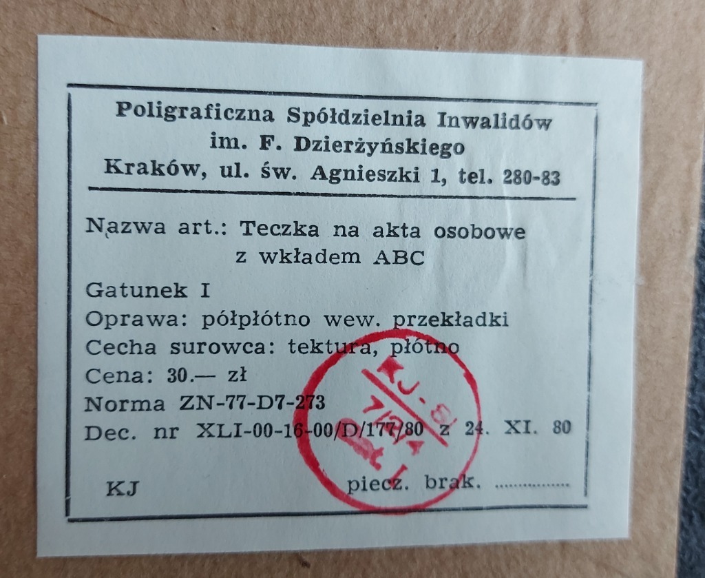 stara-teczka-akta-osobowe-z-czas-w-prl-format-a4-warszawa-licytacja