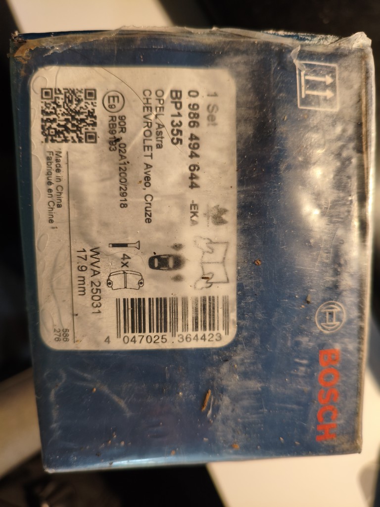 НОВЕ КОЛОДКИ ГАЛЬМІВНЕ BOSCH BP1355 – CHEVROLET AVEO, OPEL ASTRA, CRUZE 