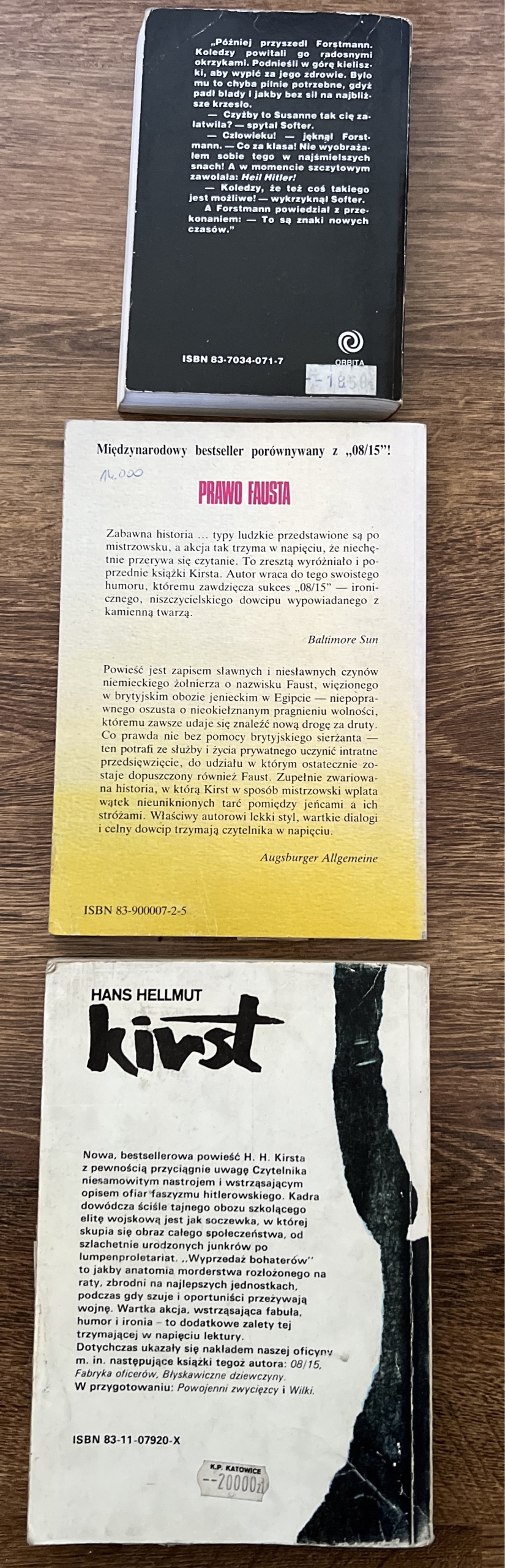 Zdjęcie oferty: Hans Helmut Kirst -pakiet 3 książek po 3 złote