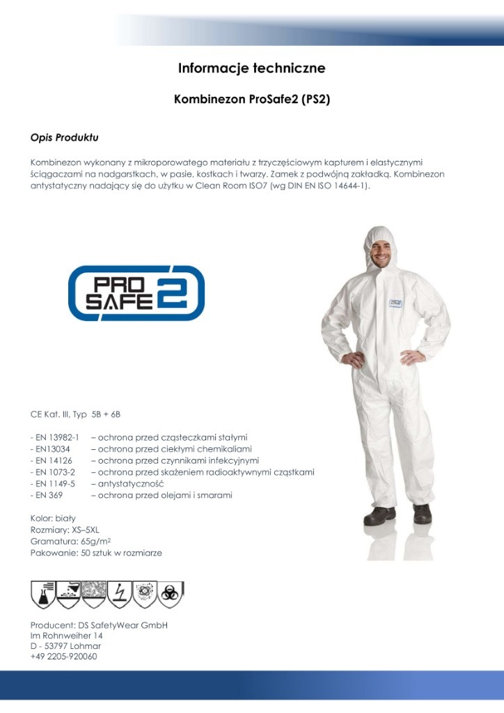 50 шт. Защитный костюм KatIII 5B 6B 2XL EN14126