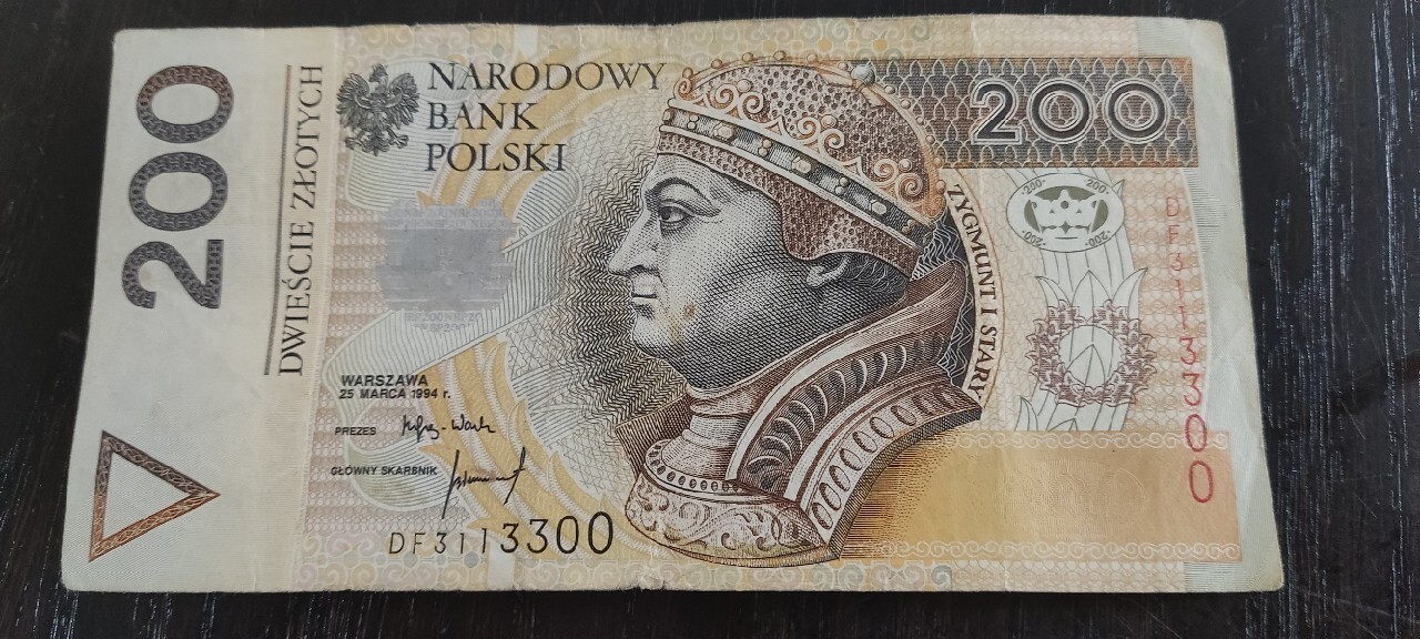 Banknot 200 PLN Z 1994r Rosnąca Trzcianka numer | Miłoszyce ...