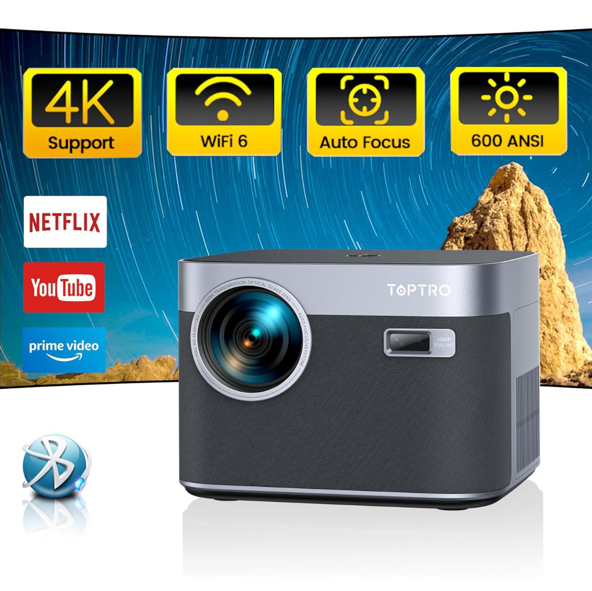 Projectors TOPTRO TR22 Outdoor Projector 4K Supported Native 1080P Full HD  480 ANSI 5G WiFi Bluetooth Projector 4D/4P Keystone Correction Q231128 From  Ethereall, $101.61