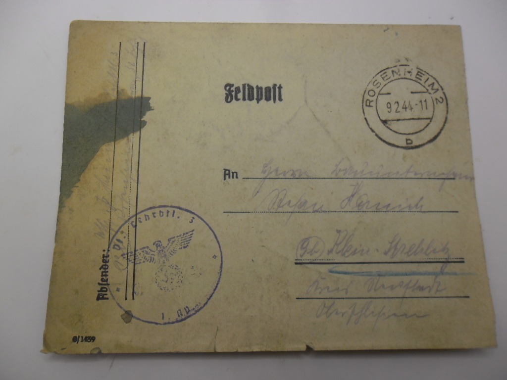 POCZTA POLOWA KLEIN STREHLITZ STRZELCZYKI 1944 r. Wrocław Licytacja