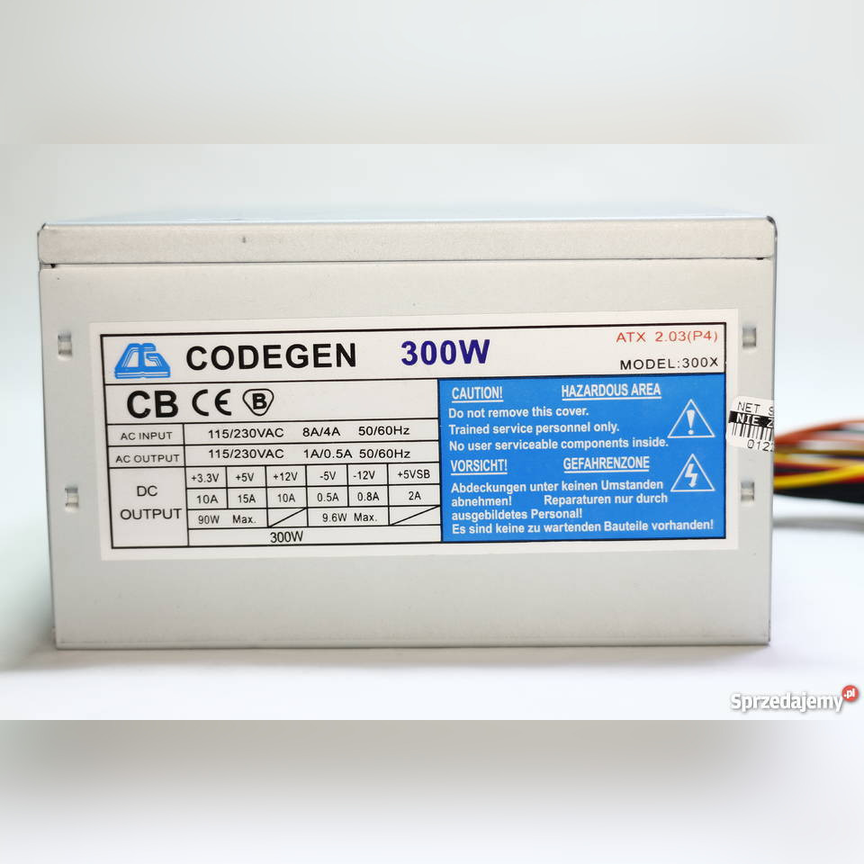 Zasilacz Codegen 300W MODEL: 250XA ATX | Gdańsk | Licytacja na Allegro ...