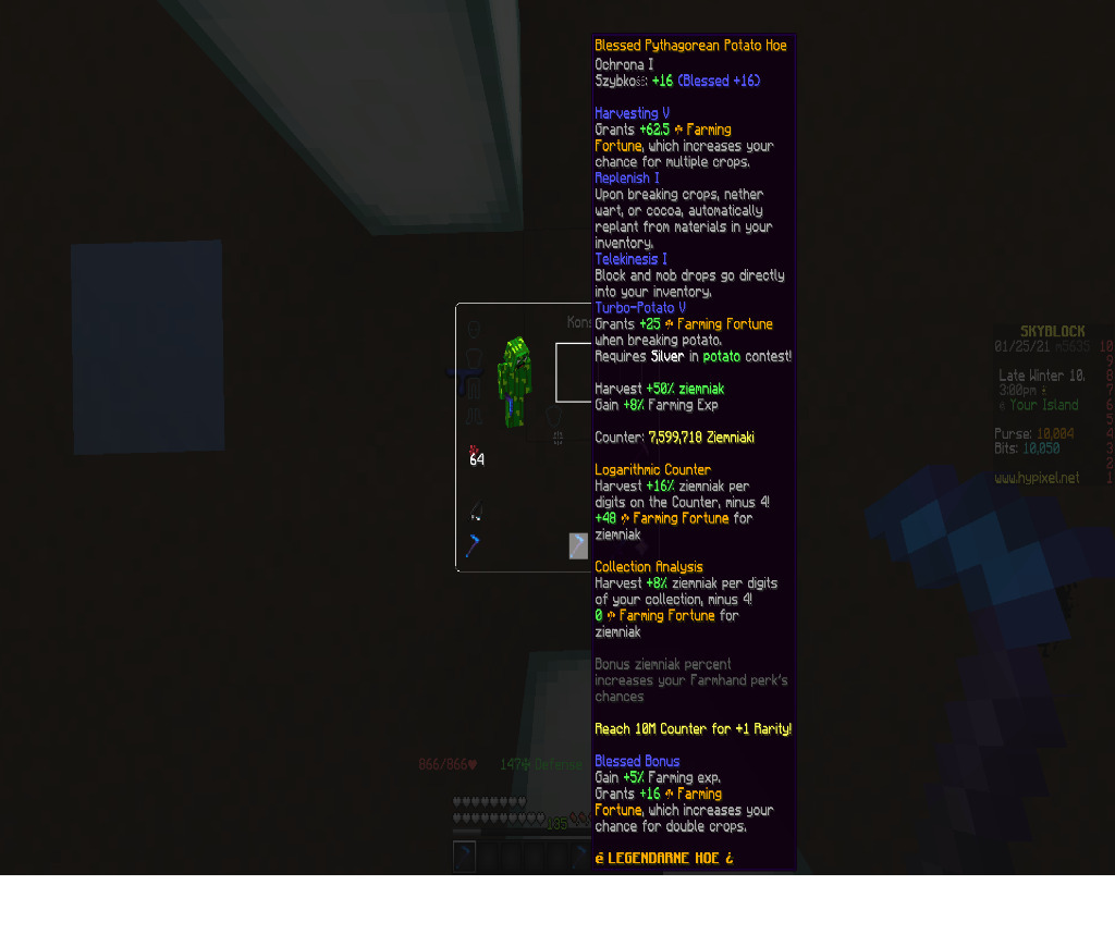 Hypixel SkyBlock Blessed Pythagorean Potato Hoe Warszawa Kup teraz