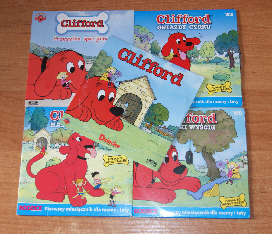 Zestaw 5 płyt Clifford VCD 18 bajek Nowe Chechło Licytacja na
