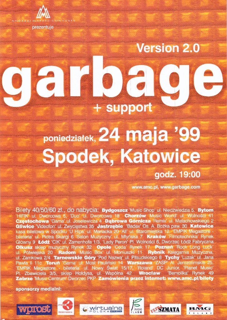 Zdjęcie oferty: Plakat koncertowy Garbage - Katowice 1999