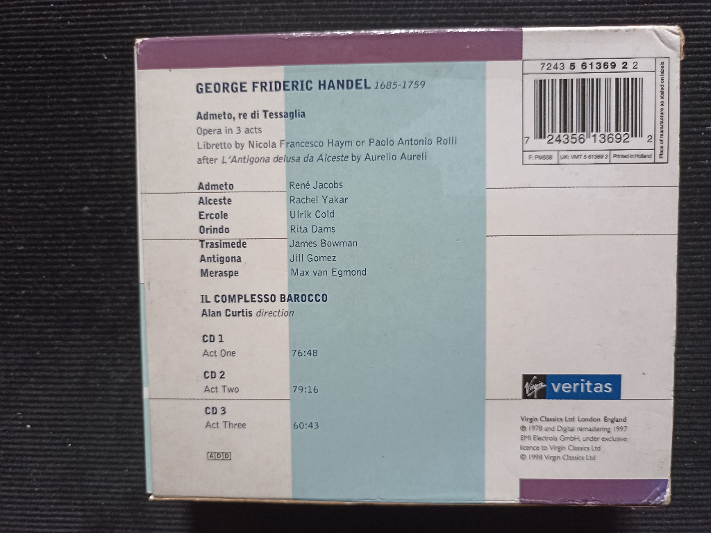 HANDEL Admeto re di Tessaglia Curtis Virgin UNIKAT Warszawa Kup
