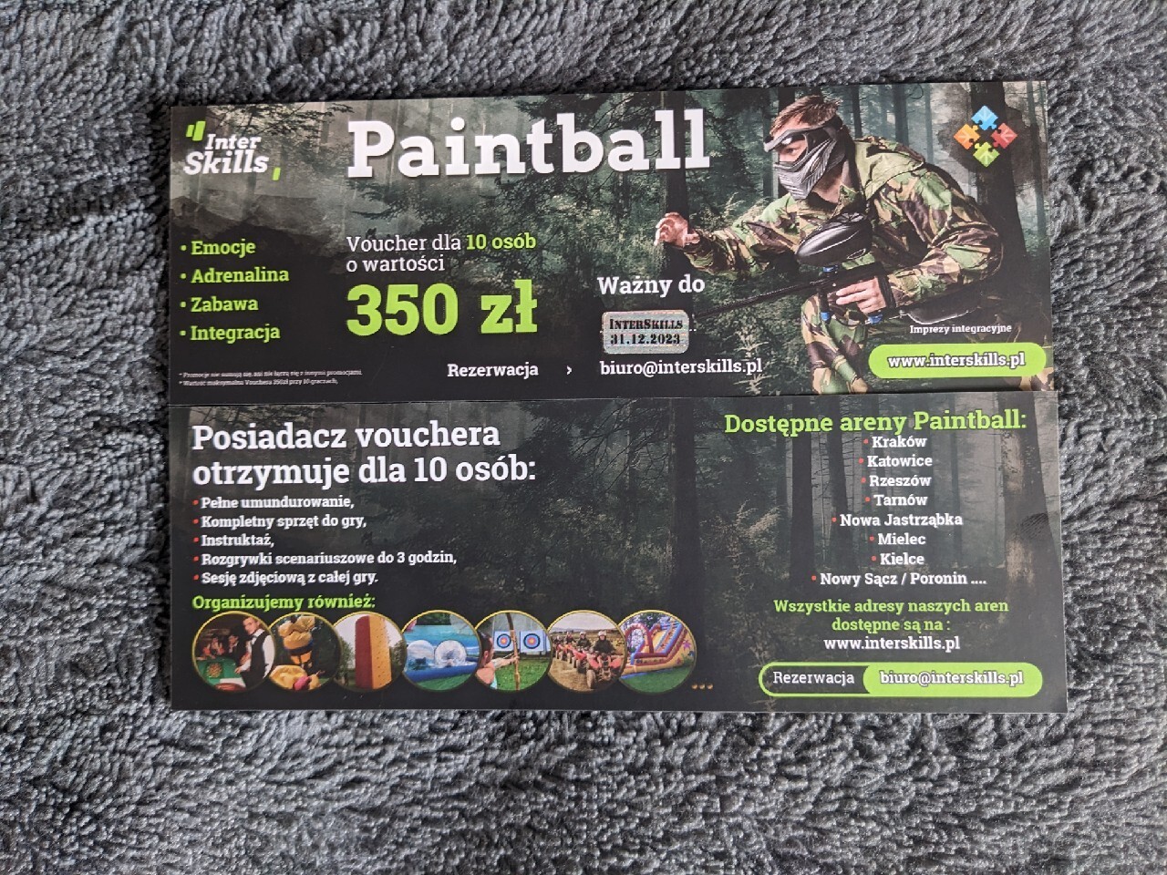 Voucher Paintball interskills ważny do 31.12.2023 Chełmiec Kup