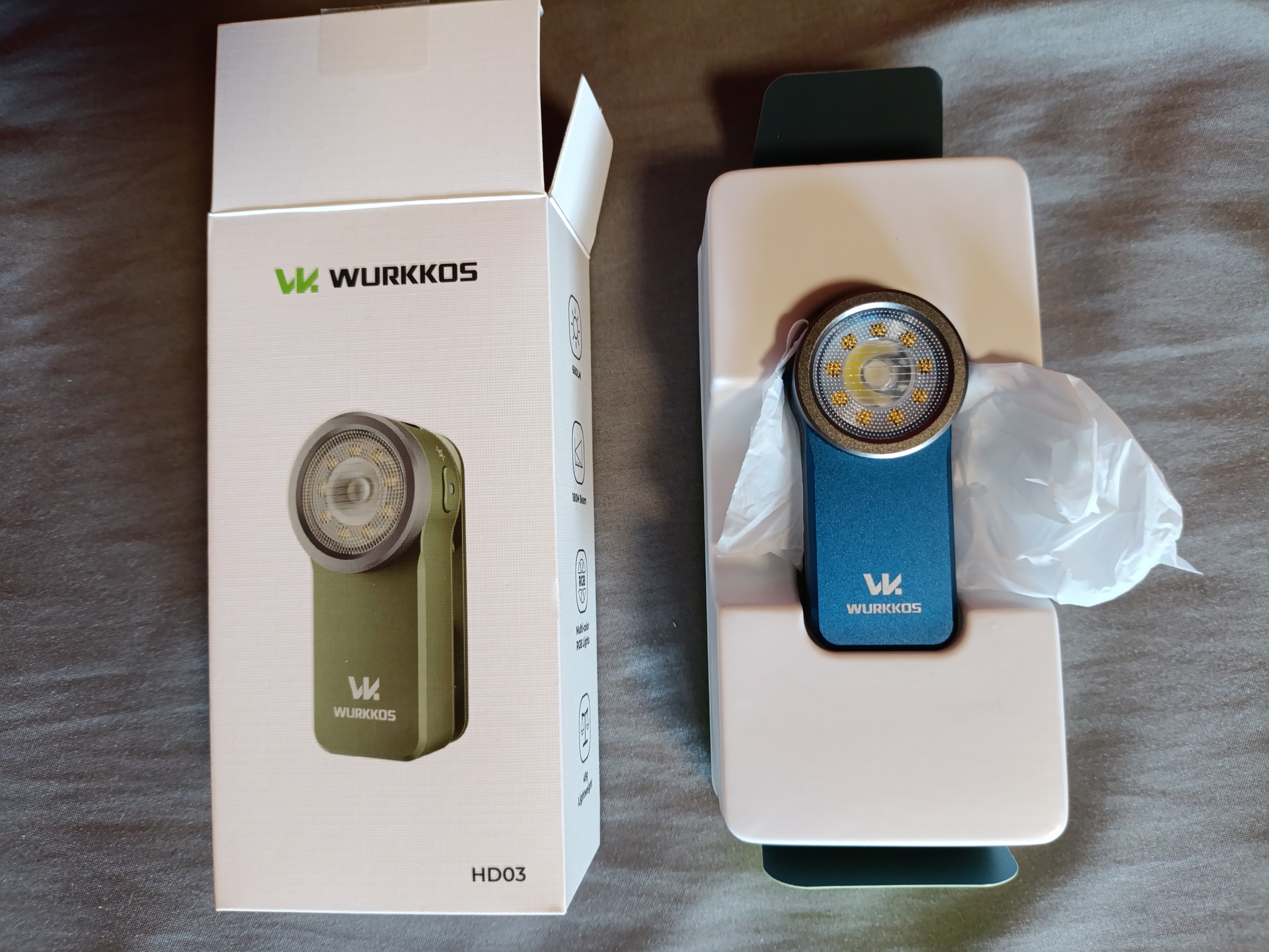 WURKKOS HD03 680LM,180M,RGB - МІНІ ЛІХТАРИК Z KLIPSEM 
