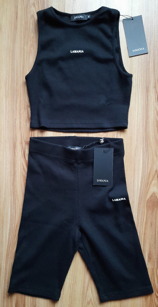 La Mania Czarny top + kolarki rozm. 38 *Zestaw*NEW Białystok Kup