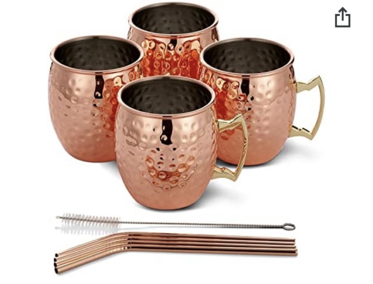 Zestaw 4 miedzianych kubków z rurkami i wyciorem Wierbka Kup teraz