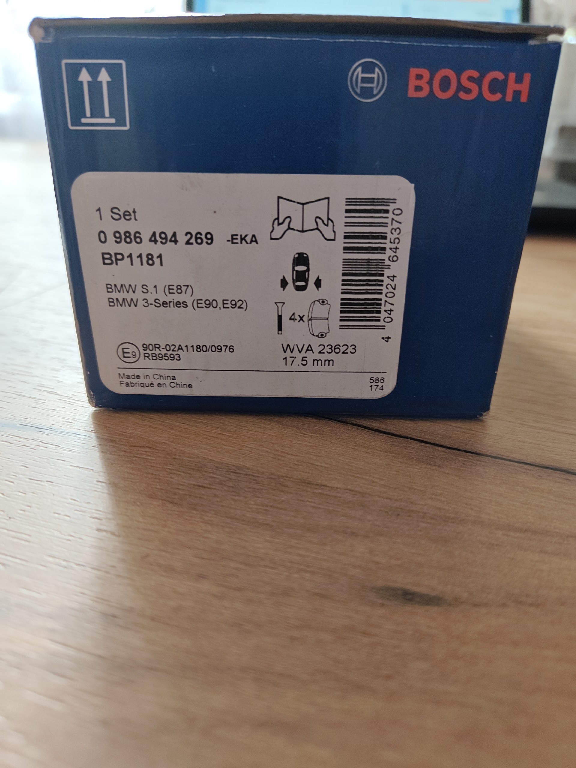 0 986 494 269 КОЛОДКИ ГАЛЬМІВНЕ ЗАД BMW 1.3 