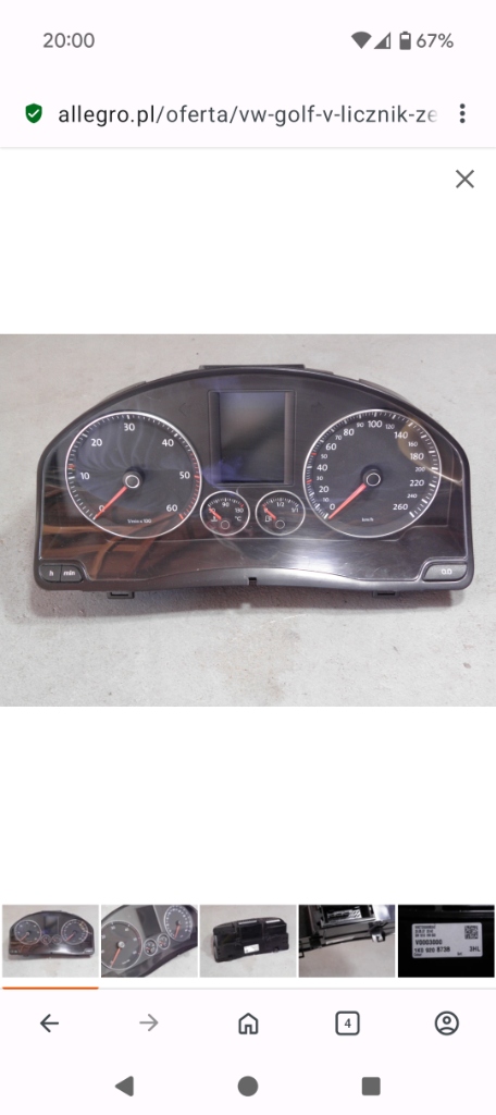 ВЖИВАНИЙ VW GOLF V 5 ПРИБОРНА ПАНЕЛЬ ПАНЕЛЬ ПРИЛАДІВ 1K0920873B ПОВНИЙ FIS 