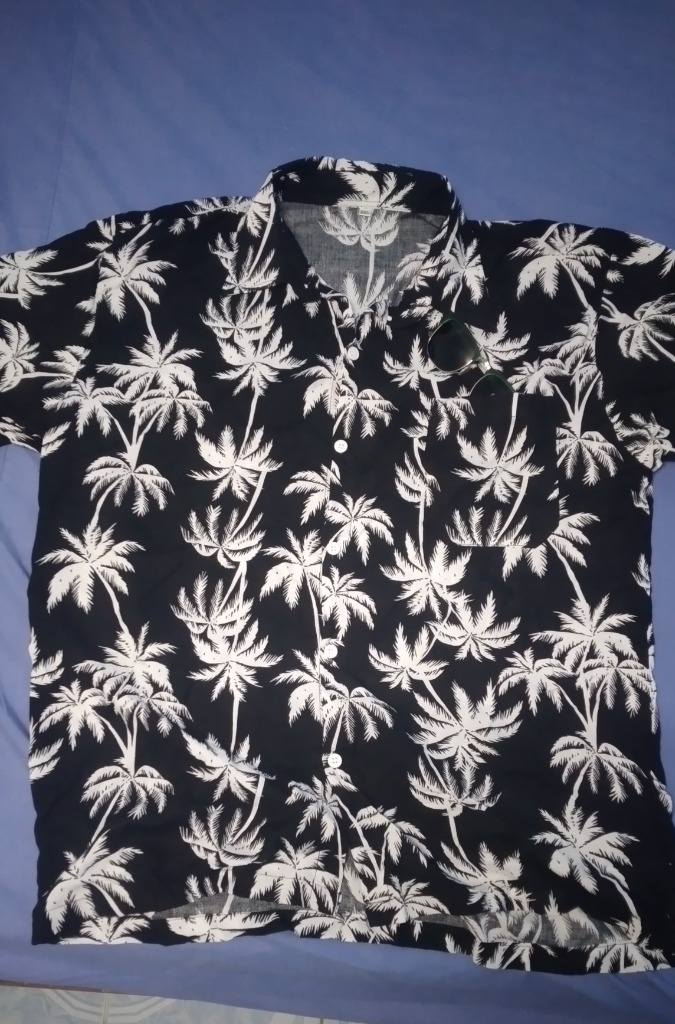 Zdjęcie oferty: Koszula hawajka z Tajlandii, palmy, czarna, XXL