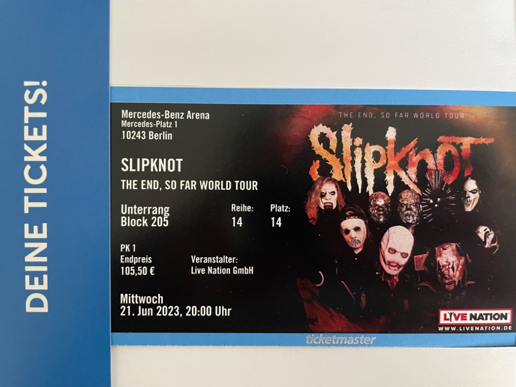 Slipknot bilet na koncert w Berlinie 21.06.2023 Witnica