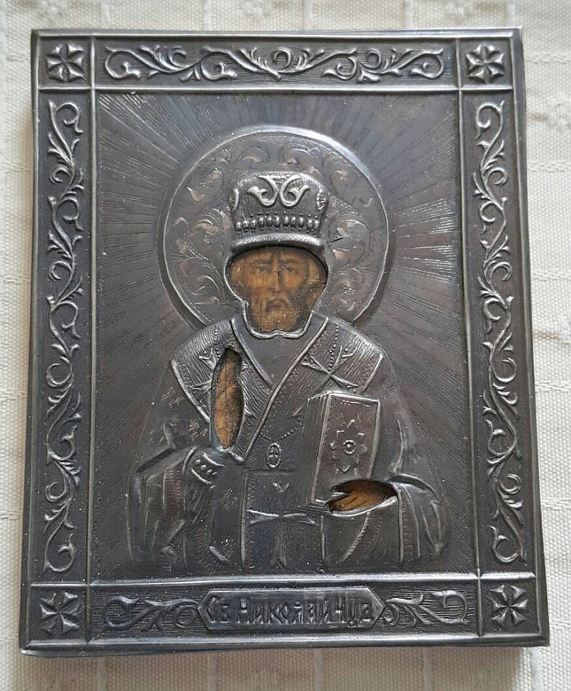 Srebrna ikona podróżna.Srebro 84 Rosja.Mikołaj | Warszawa | Kup teraz