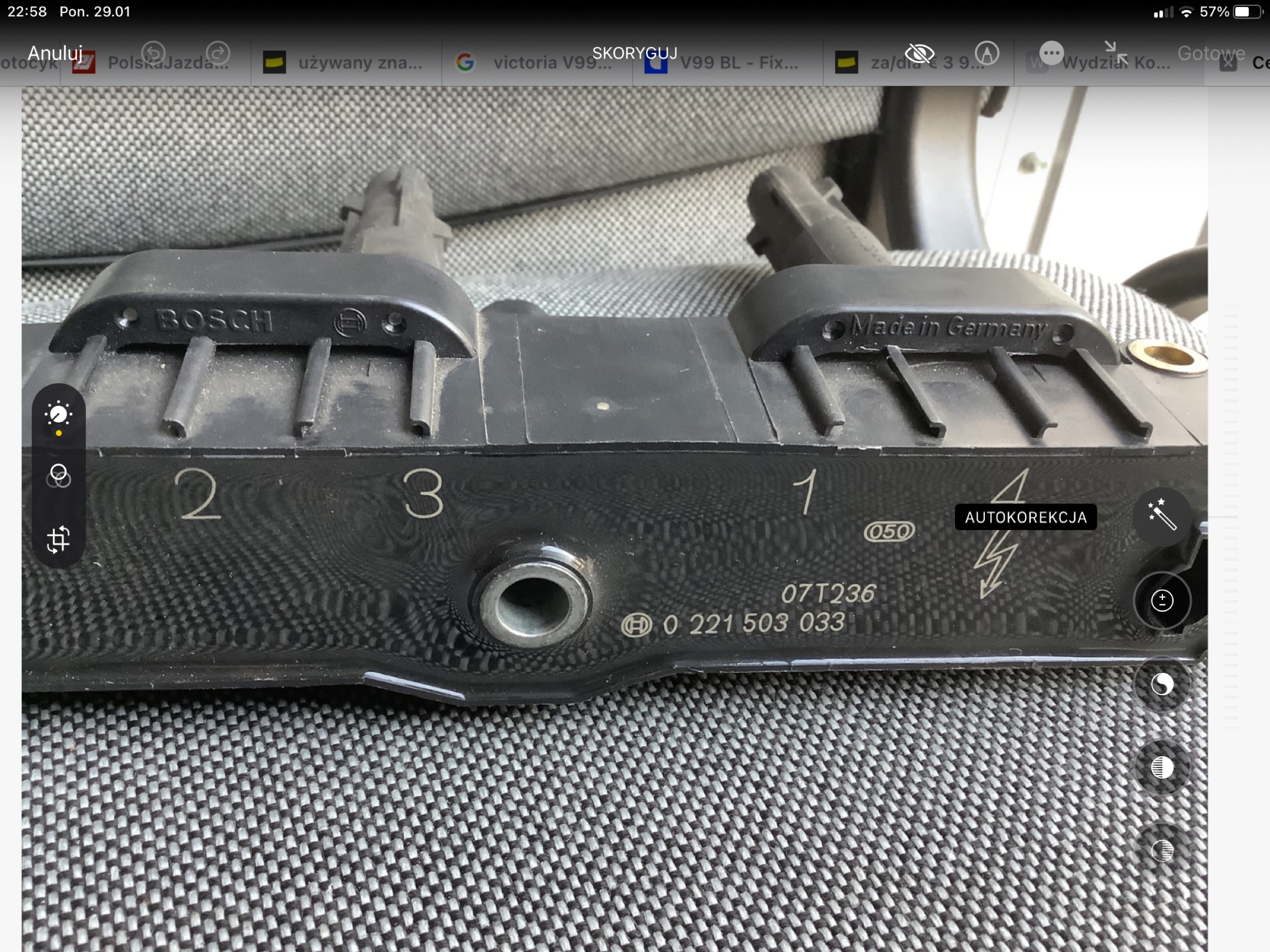 КОТУШКОЮ ЗАПАЛЮВАННЯ 0221503033 MERCEDES - BOSCH 