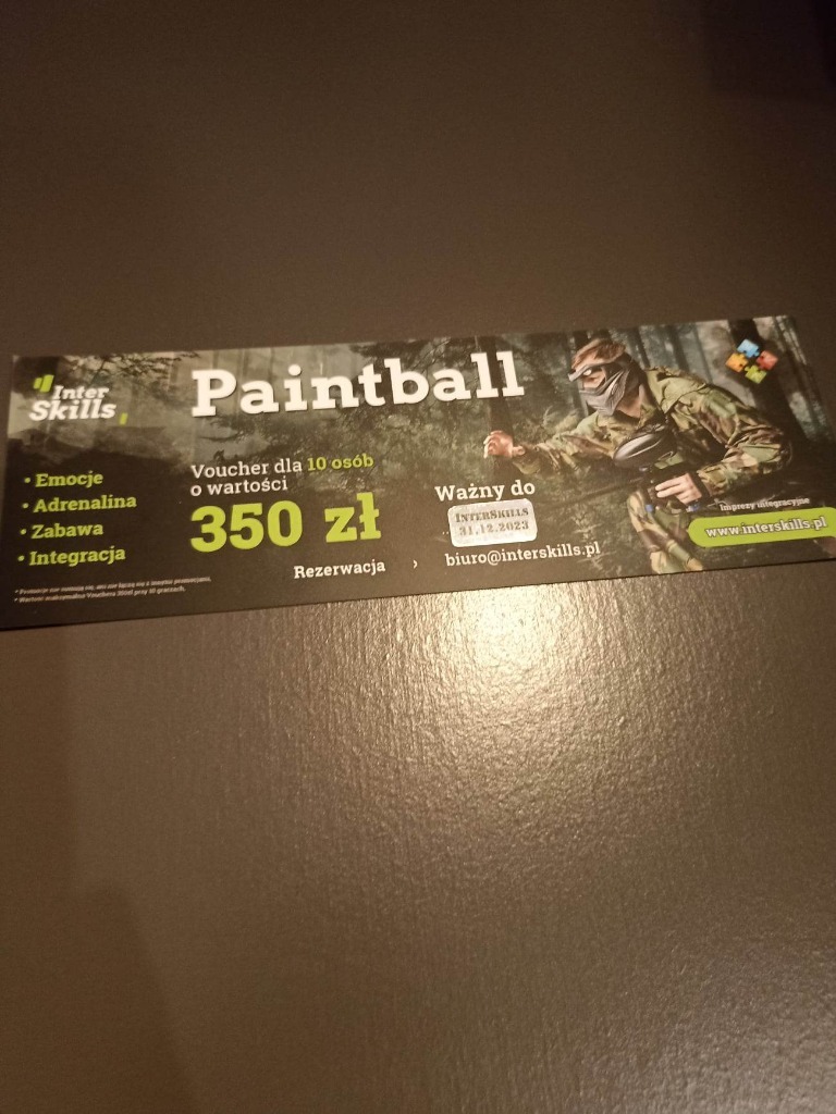 VOUCHER NA PAINTBALL INTERSKILLS 10 OSÓB 350 ZŁ Tomaszów Mazowiecki