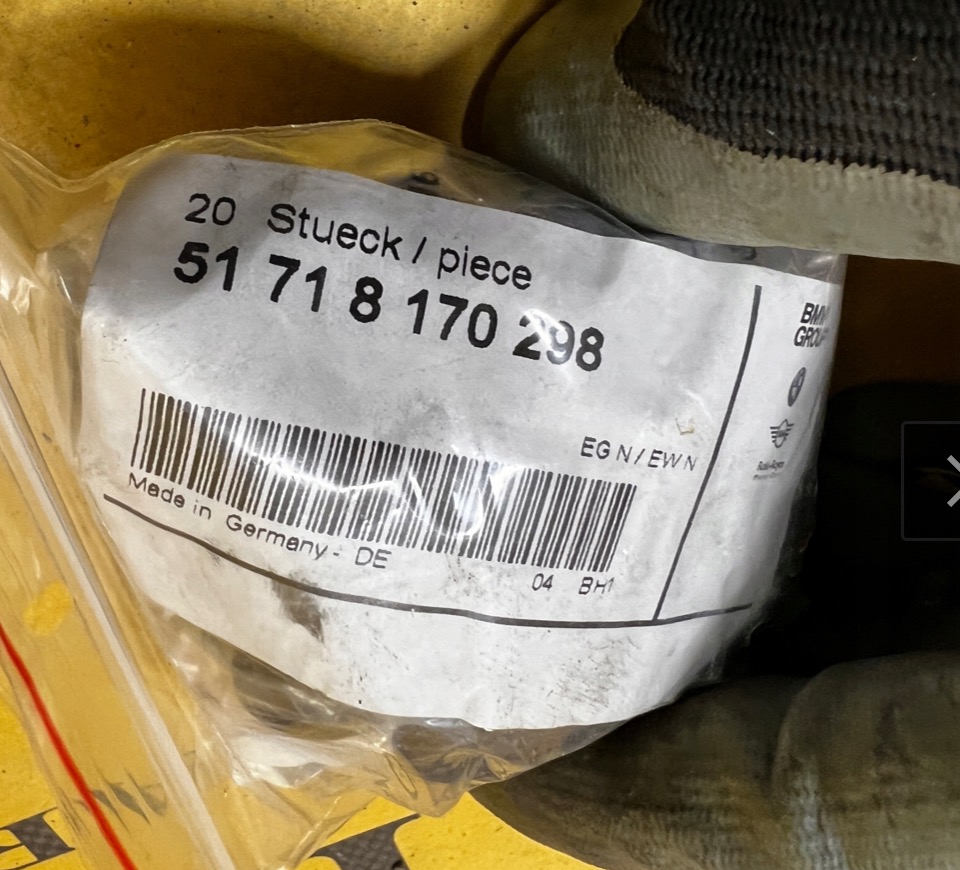 ЗАГЛУШКА КОРОК ZAMYKAJACY OEM BMW 51718170298 10 ШТУК КОМПЛЕКТ 