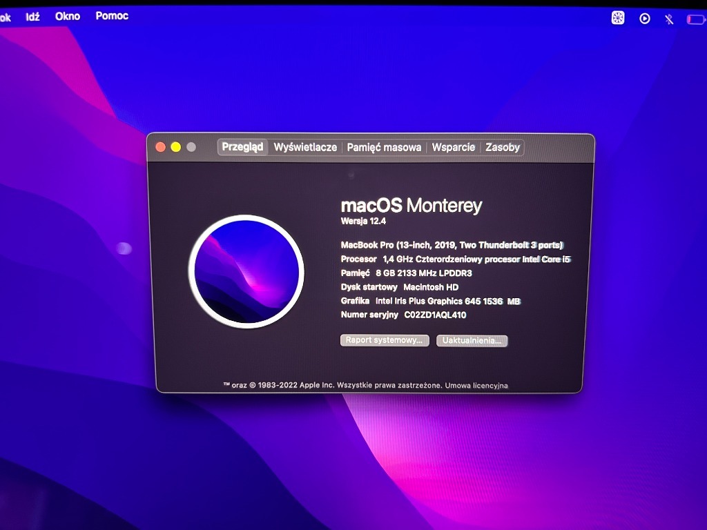 Laptop Apple MacBook Pro 13 2019 i5 / 8GB / 256GB Reda Kup teraz na