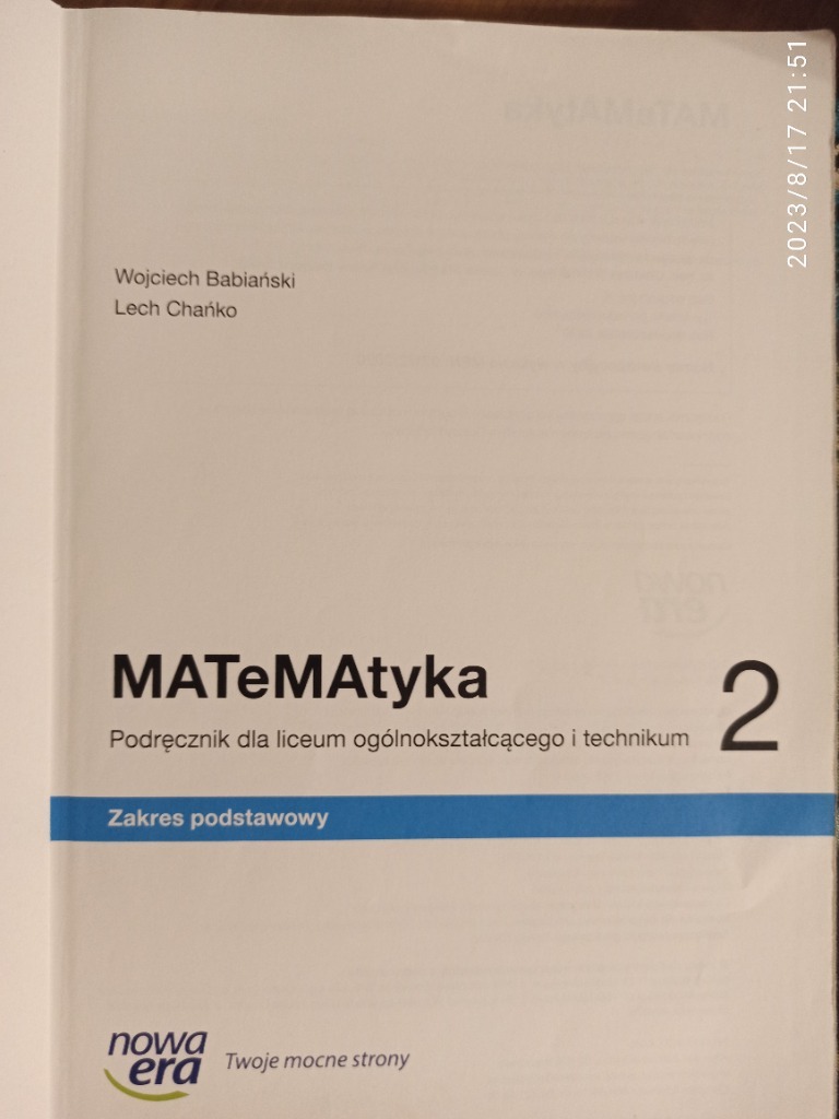 Matematyka 1 Zakres Podstawowy Nowa Era Odpowiedzi Do Zadań MATeMAtyka 2 Nowa Era zakres podstawowy | Świętochłowice | Kup teraz na