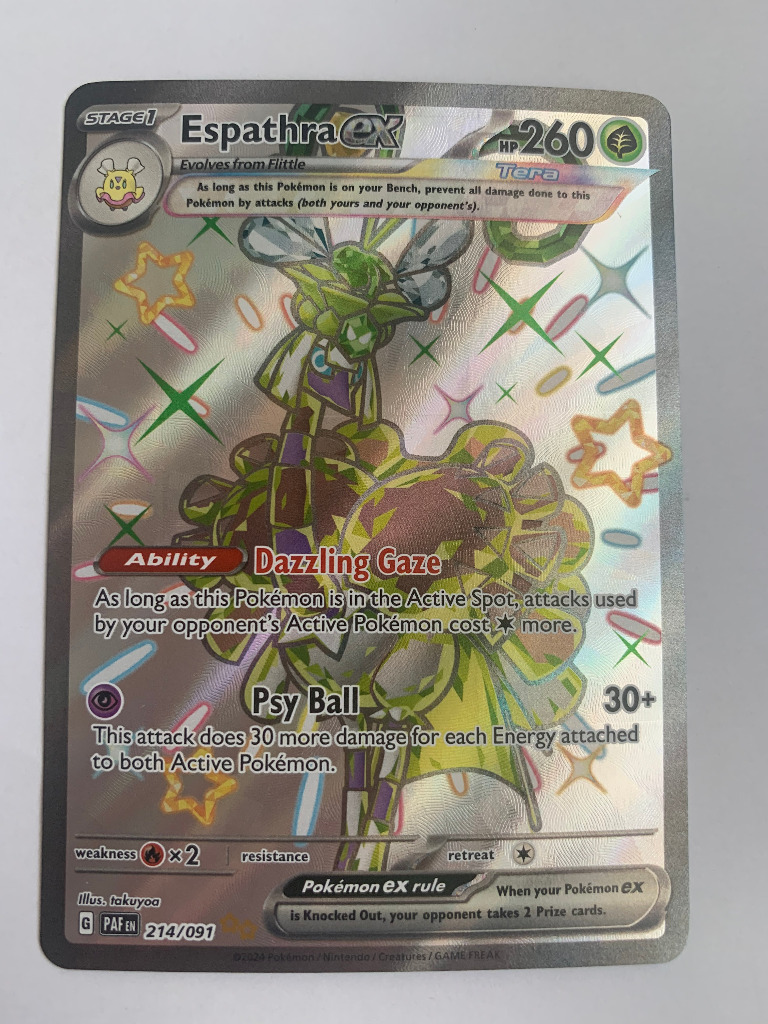 Carta Pokemon Espathra Ex 214/091 - Destino Paldeo, Olografica, Arte Completa, Da Collezione - 2