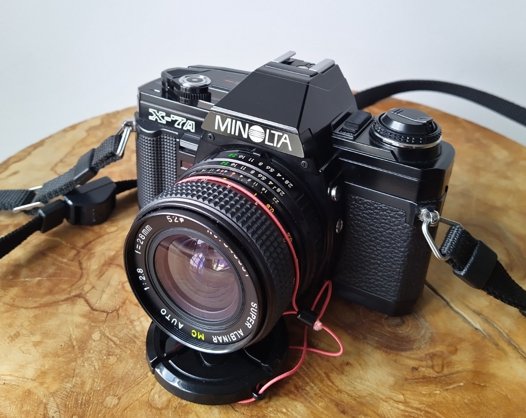 Piękna MINOLTA X7A z obiektywem ALBINAR 28/2.8 MD Goleniów