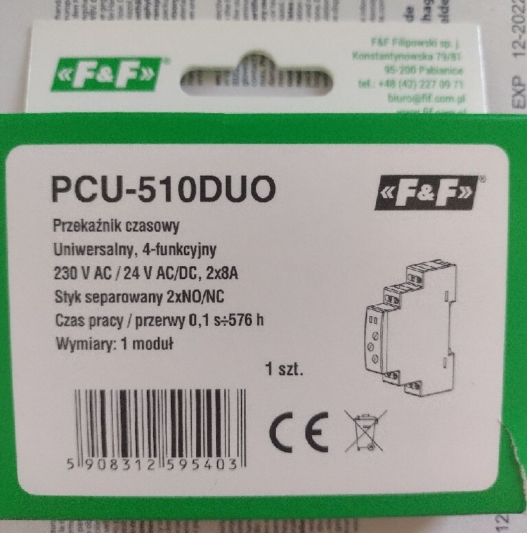 Przekaźnik czasowy F&F PCU-510 230V | Grajewo | Kup teraz na Allegro ...