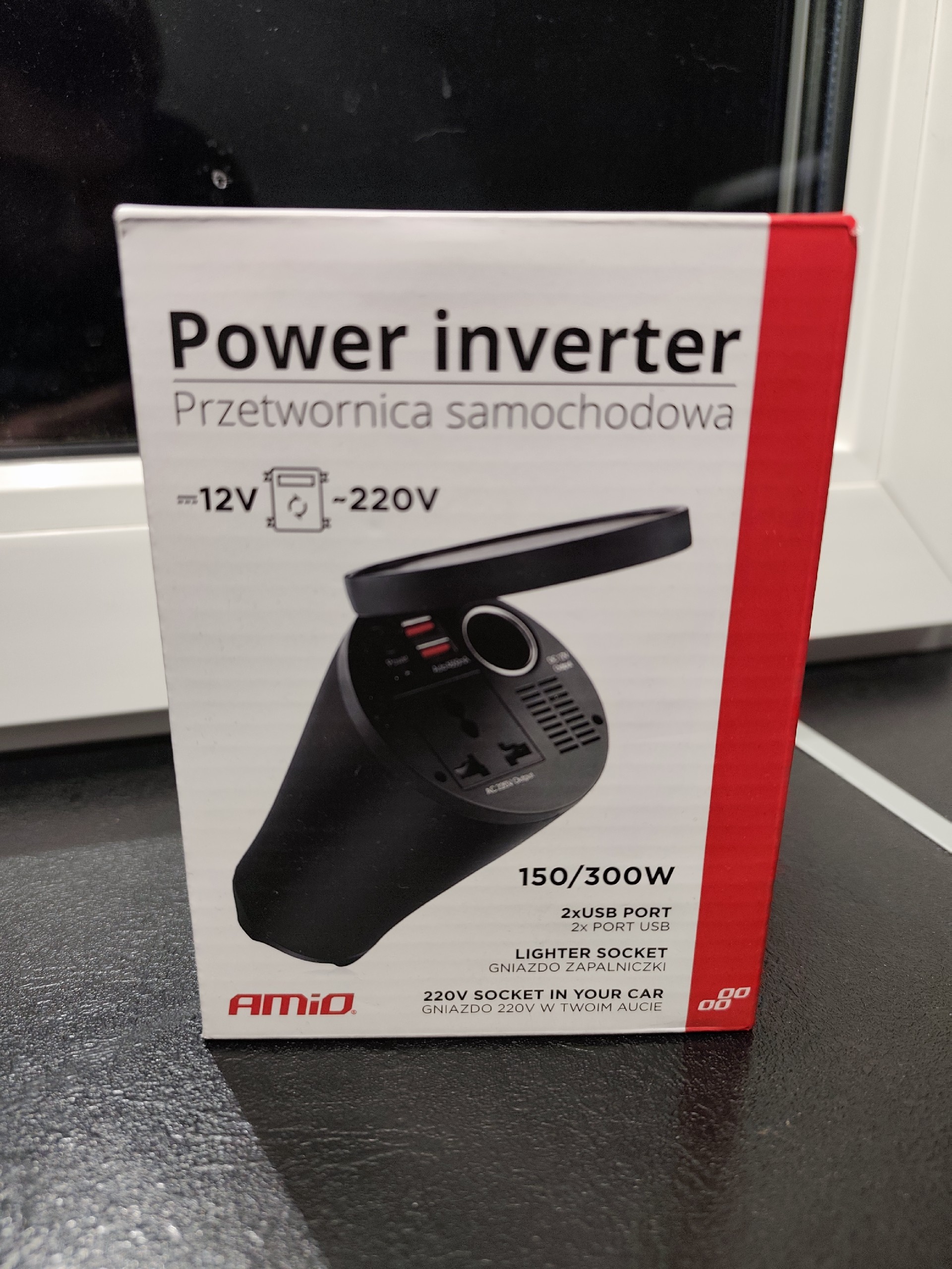 ПЕРЕТВОРЮВАЧ НАПРУГИ 12V/230V 150W/300W 2XUSB PI02 AMIO-02469 